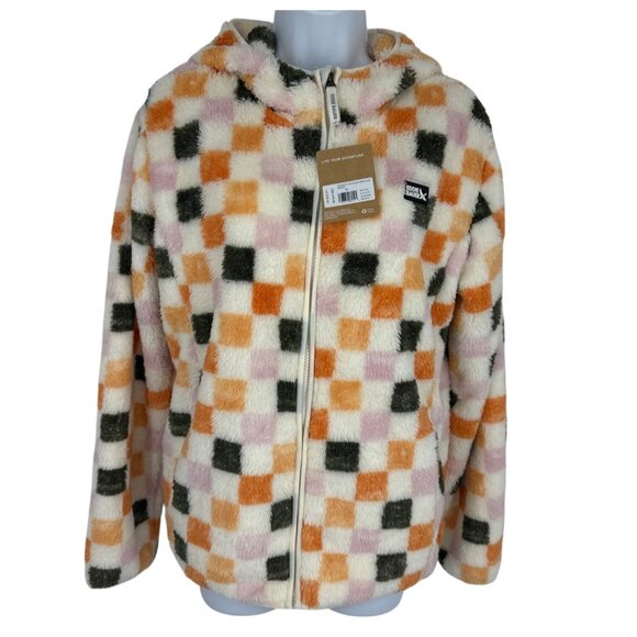 Eddie Bauer Kids Dust Fleece Plush Hooded Jacket Checkered Print XL - Picture 1 of 13